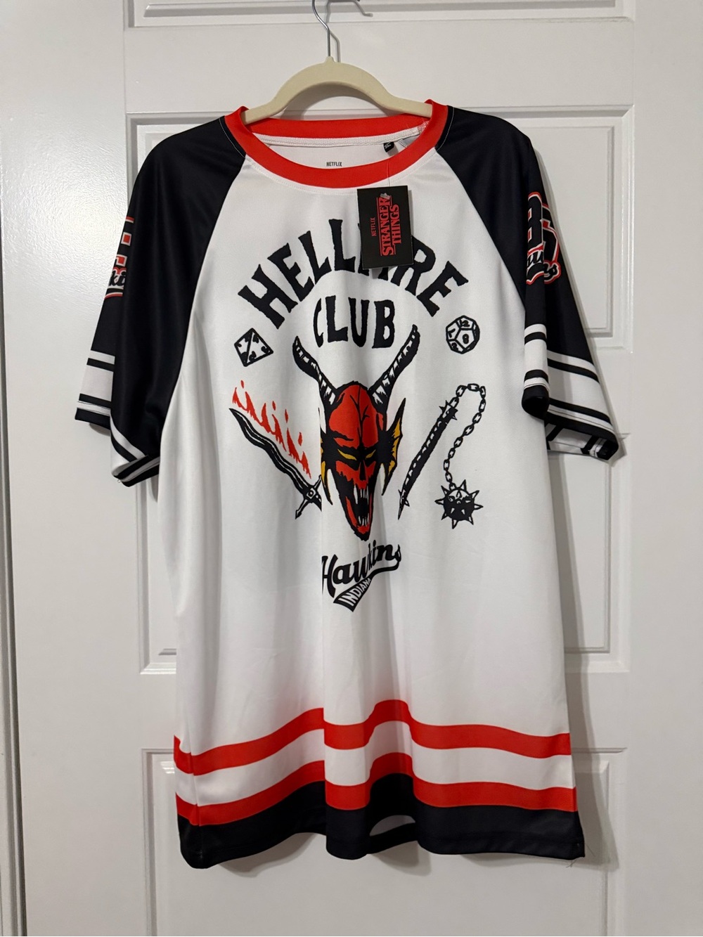 Netflix Hellfire Club Hockey Jersey - White, Black, Red